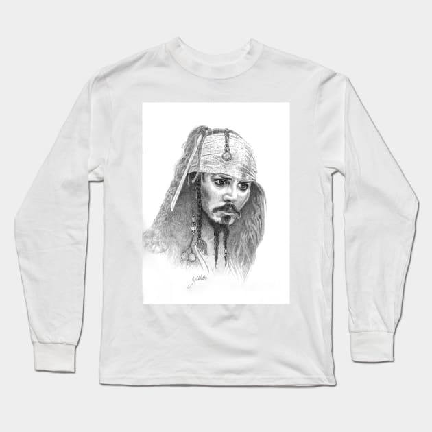 Johnny Depp Captain Jack Sparrow Long Sleeve T-Shirt by GunnerStudios